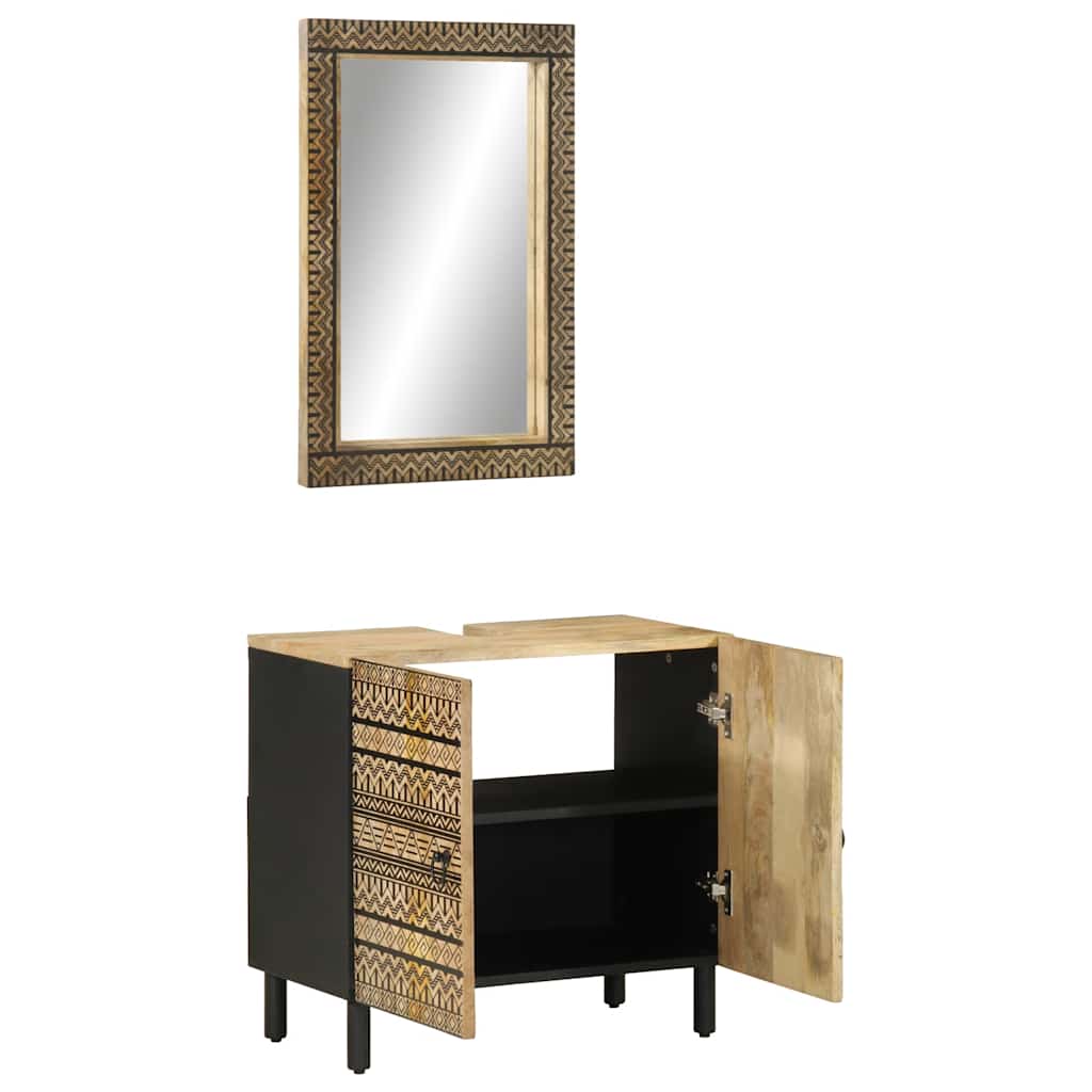 vidaXL Έπιπλα Μπάνιου Σετ 2 Τεμαχίων από Μασίφ Ξύλο Μάνγκο