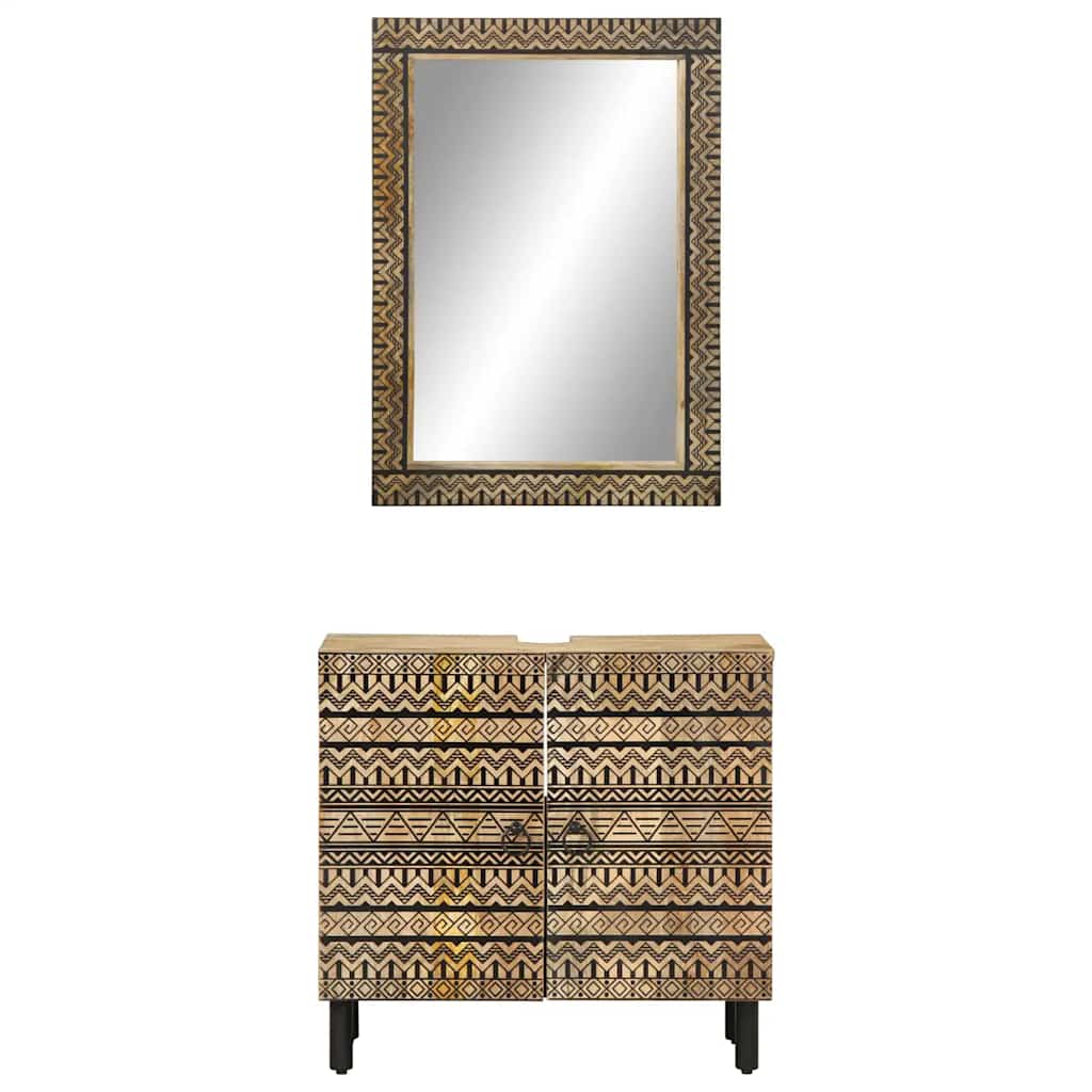 vidaXL Έπιπλα Μπάνιου Σετ 2 Τεμαχίων από Μασίφ Ξύλο Μάνγκο