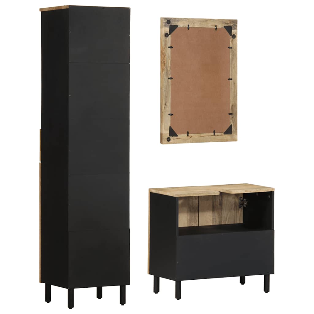 vidaXL Έπιπλα Μπάνιου Σετ 3 Τεμαχίων από Μασίφ Ξύλο Μάνγκο