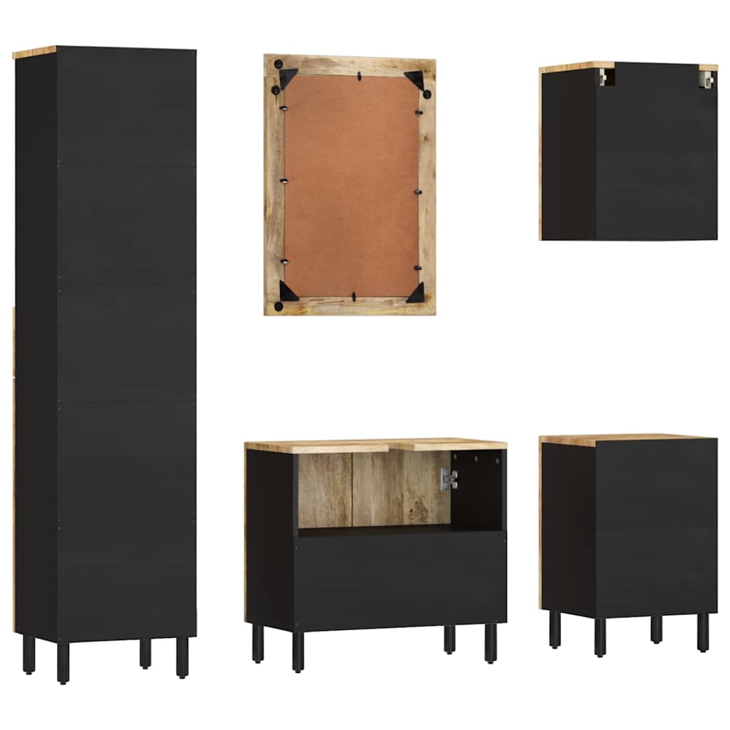 vidaXL Έπιπλα Μπάνιου Σετ 5 Τεμαχίων από Μασίφ Ξύλο Μάνγκο