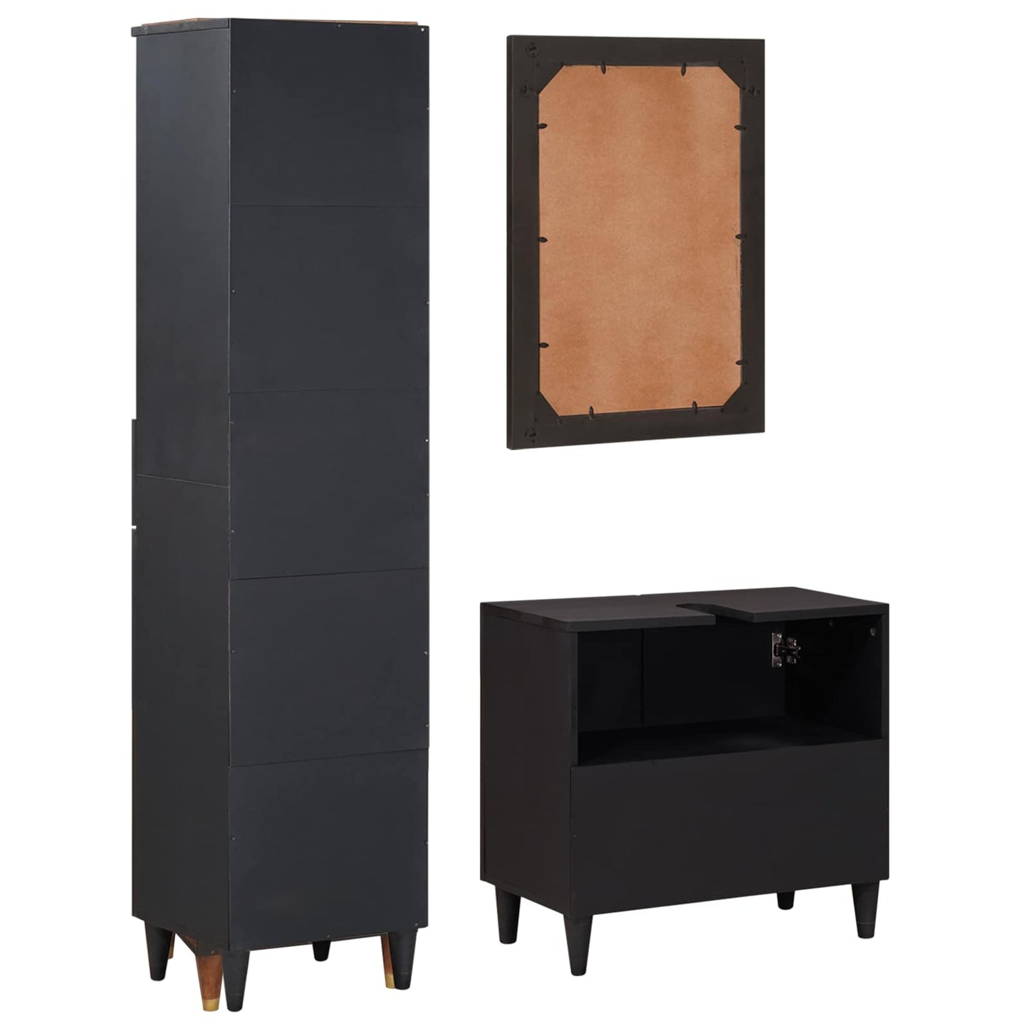 vidaXL Σετ Ντουλαπιών Μπάνιου με συρτάρι 3 pcs Στερεό ξύλο μάνγκο