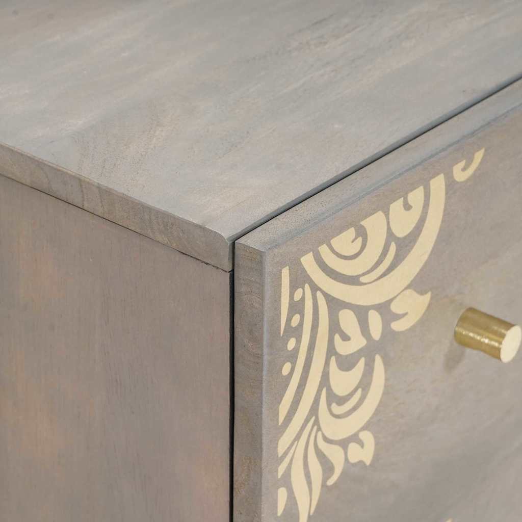 vidaXL Πλαϊνό γραφείο 2 pcs Γκρι 60 x 33 x 75 cm Στερεό ξύλο μάνγκο
