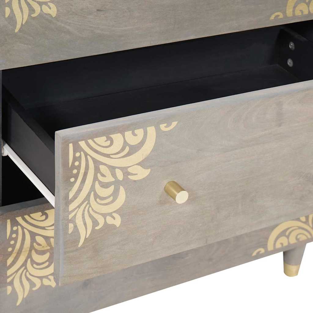 vidaXL Πλαϊνό γραφείο 2 pcs Γκρι 60 x 33 x 75 cm Στερεό ξύλο μάνγκο