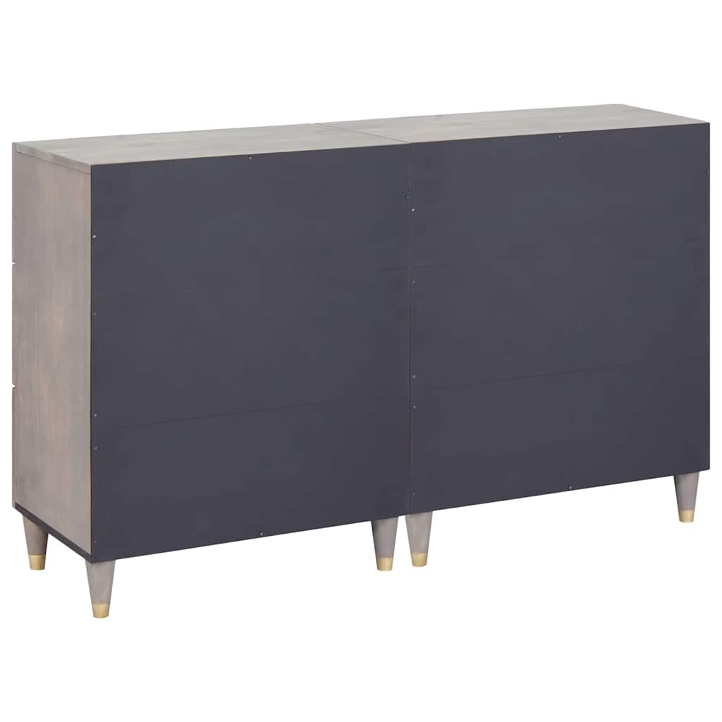 vidaXL Πλαϊνό γραφείο 2 pcs Γκρι 60 x 33 x 75 cm Στερεό ξύλο μάνγκο