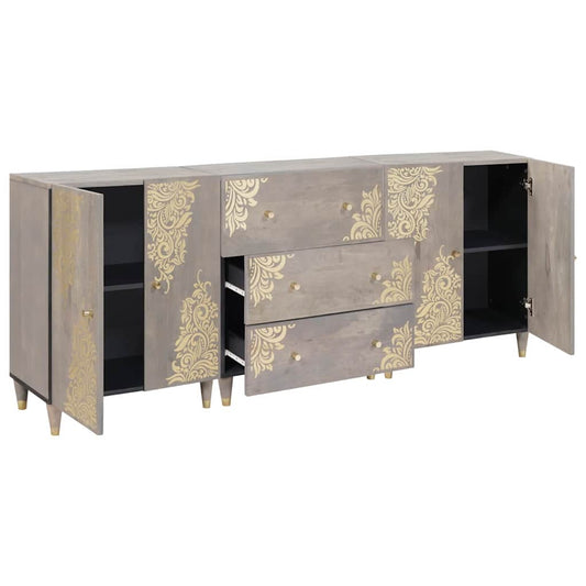 vidaXL Σετ Ντουλαπιών Μπάνιου 3 pcs Γκρι και Χρυσό 180 x 33 x 75 εκ.