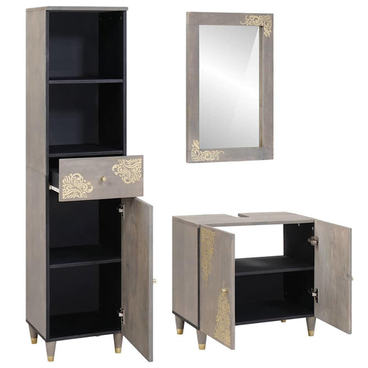 vidaXL Σετ Επίπλων Μπάνιου με συρτάρι 3 pcs Γκρι 62 x 33 x 58 εκ.