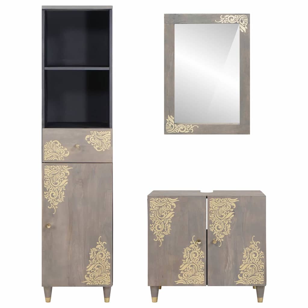 vidaXL Σετ Επίπλων Μπάνιου με συρτάρι 3 pcs Γκρι 62 x 33 x 58 εκ.