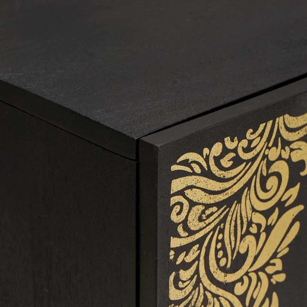 vidaXL Σετ Ντουλαπιών Μπάνιου Επιτοίχιο 5 pcs Μαύρο Στερεό ξύλο μάνγκο