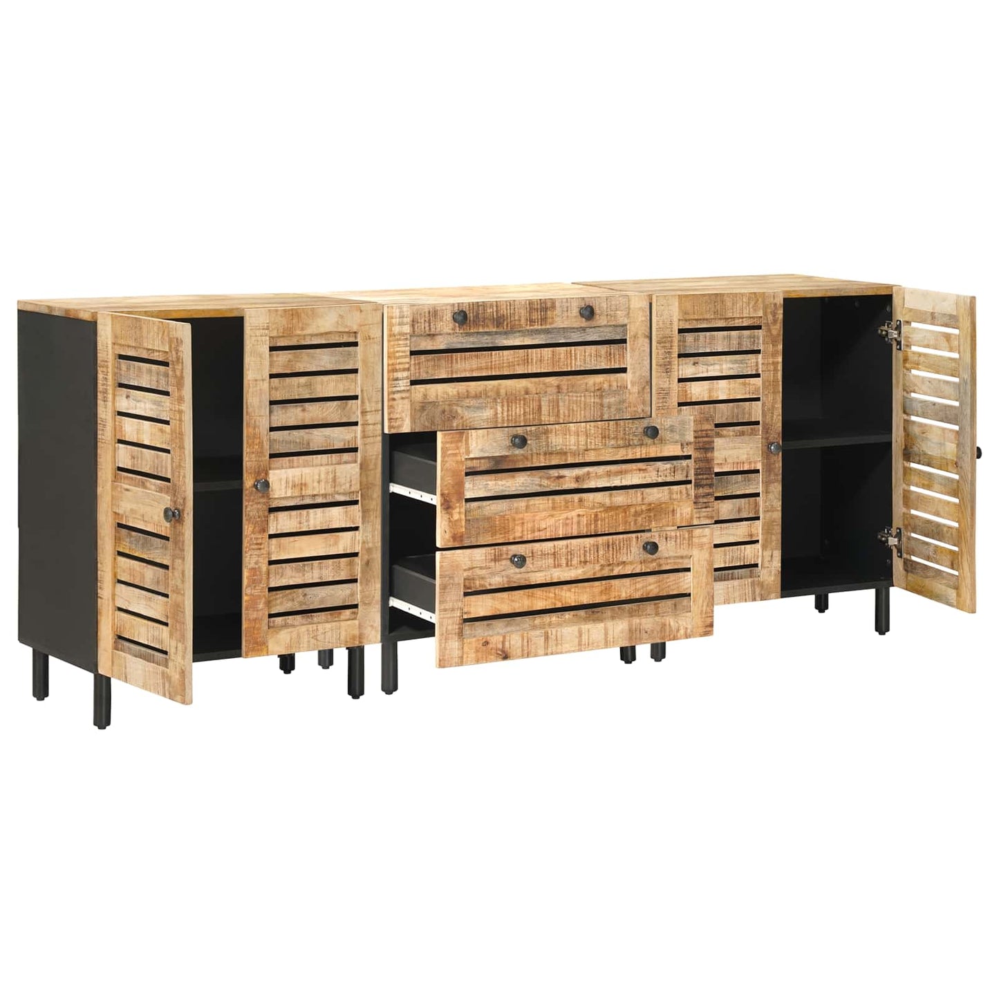 vidaXL Ντουλάπες Αποθήκευσης 3 τμχ. 180 x 33 x 75 εκ. Φυσικό