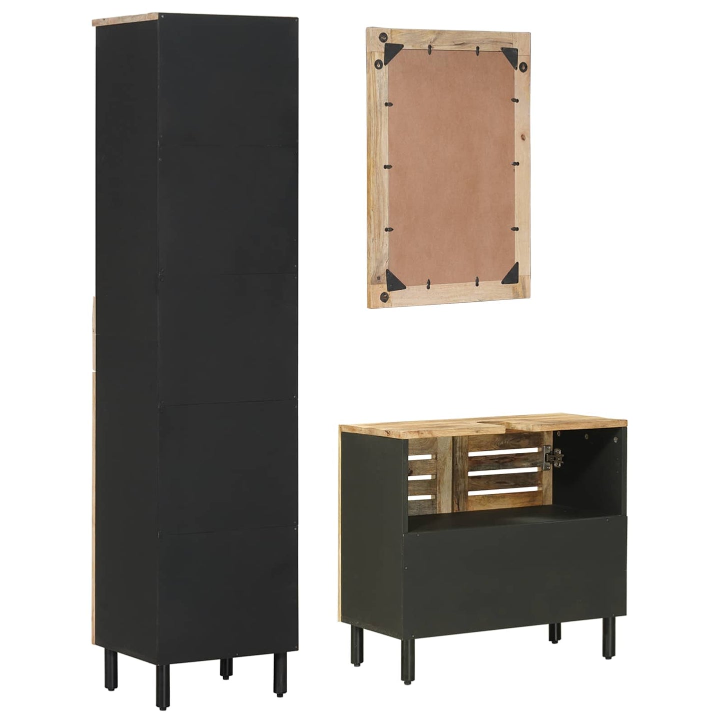 vidaXL Σετ Ντουλαπιών Μπάνιου 3 τμχ. Φυσικό 38 x 33 x 160 εκ.