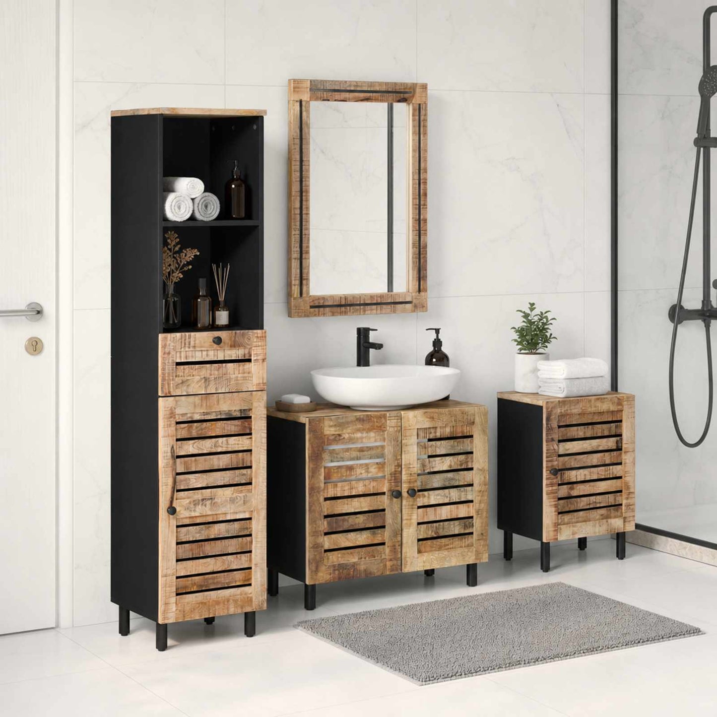 vidaXL Σετ Ντουλαπιών Μπάνιου 4 τμχ. Φυσικό 38 x 33 x 160 εκ.