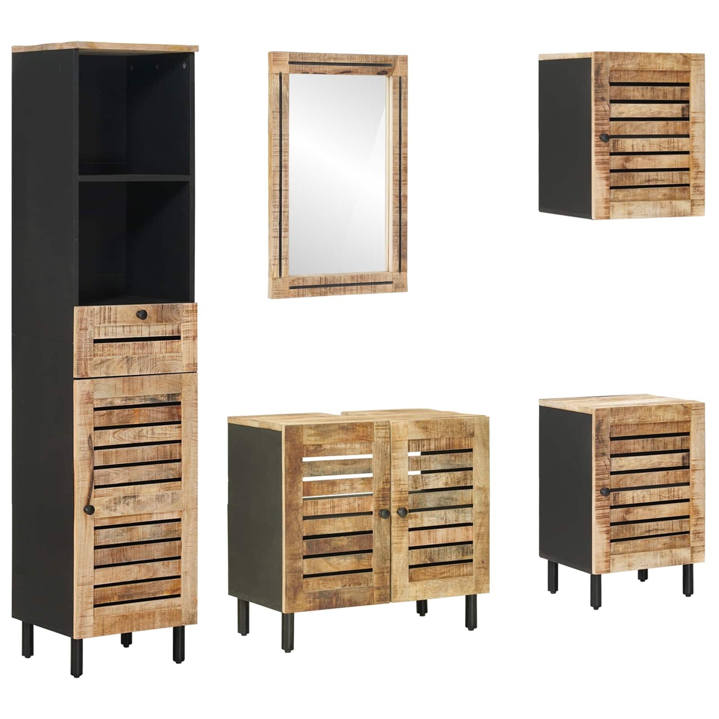 vidaXL Σετ Ντουλαπιών Μπάνιου 5 τμχ. Φυσικό 38 x 33 x 160 εκ.