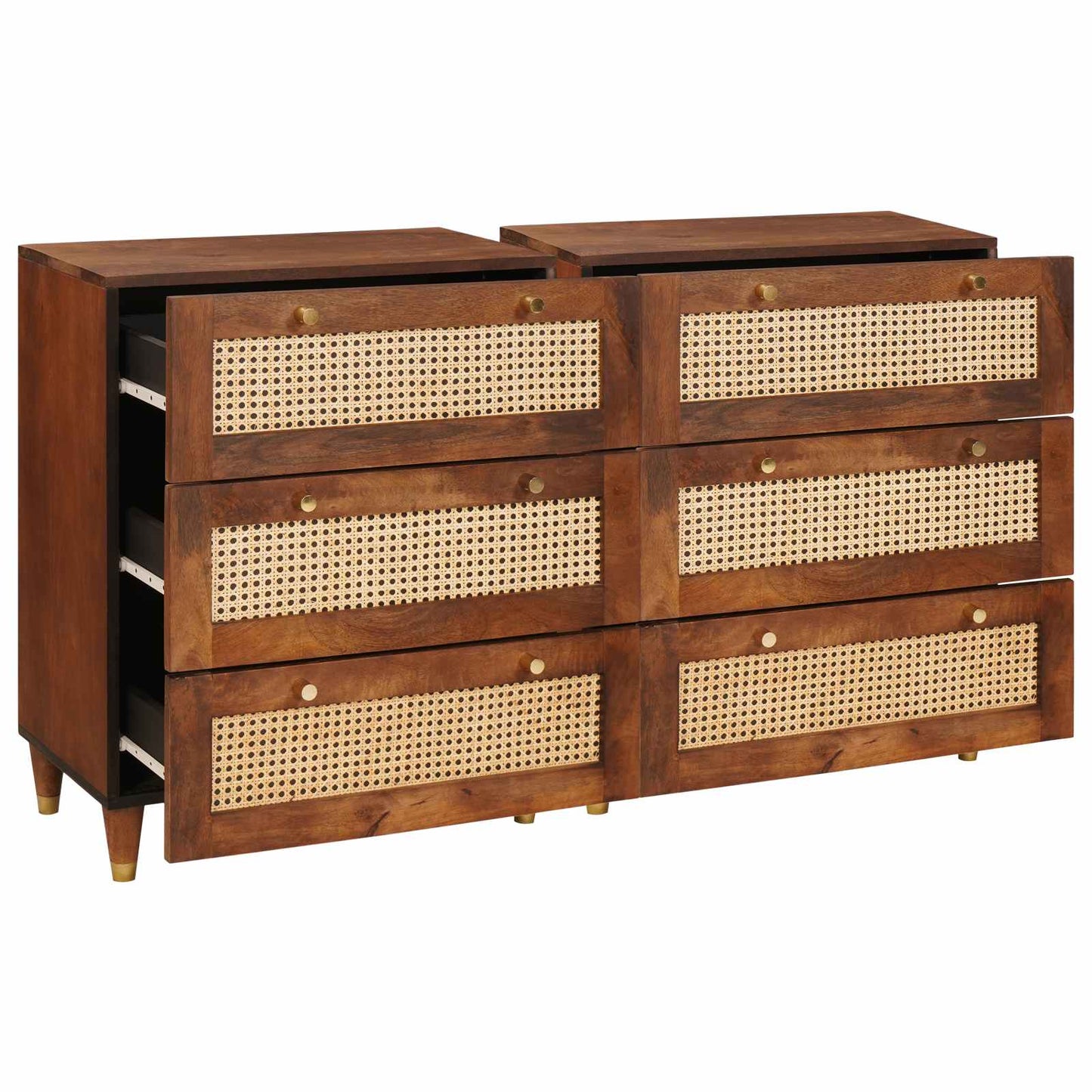 vidaXL Σετ Μπουφέδων 2 τμχ. 60 x 33,5 x 75 εκ. Στερεό ξύλο μάνγκο Καφέ