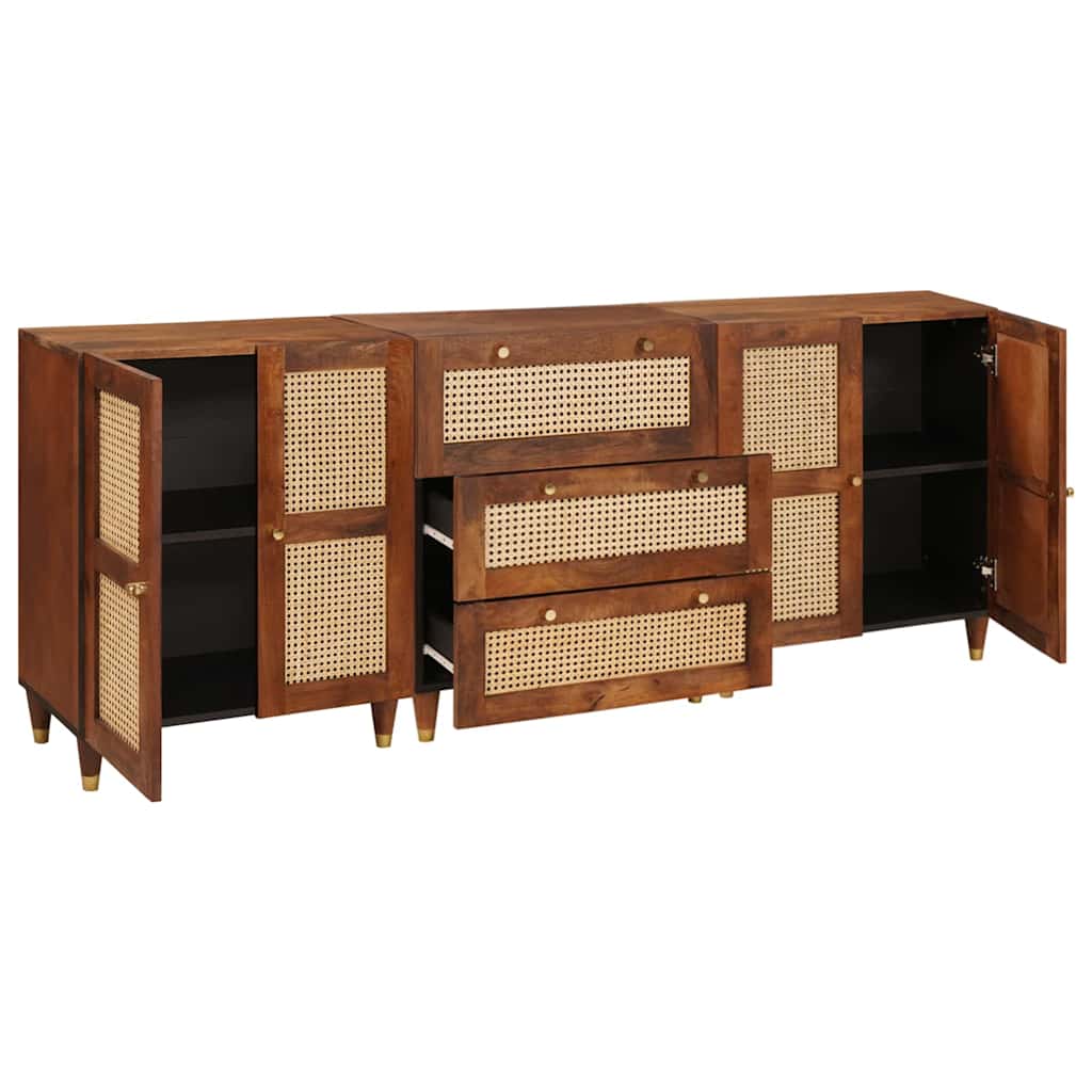 vidaXL Σετ Μπουφέδων 3 τμχ. 180 x 33 x 75 εκ. Στερεό ξύλο μάνγκο Καφέ