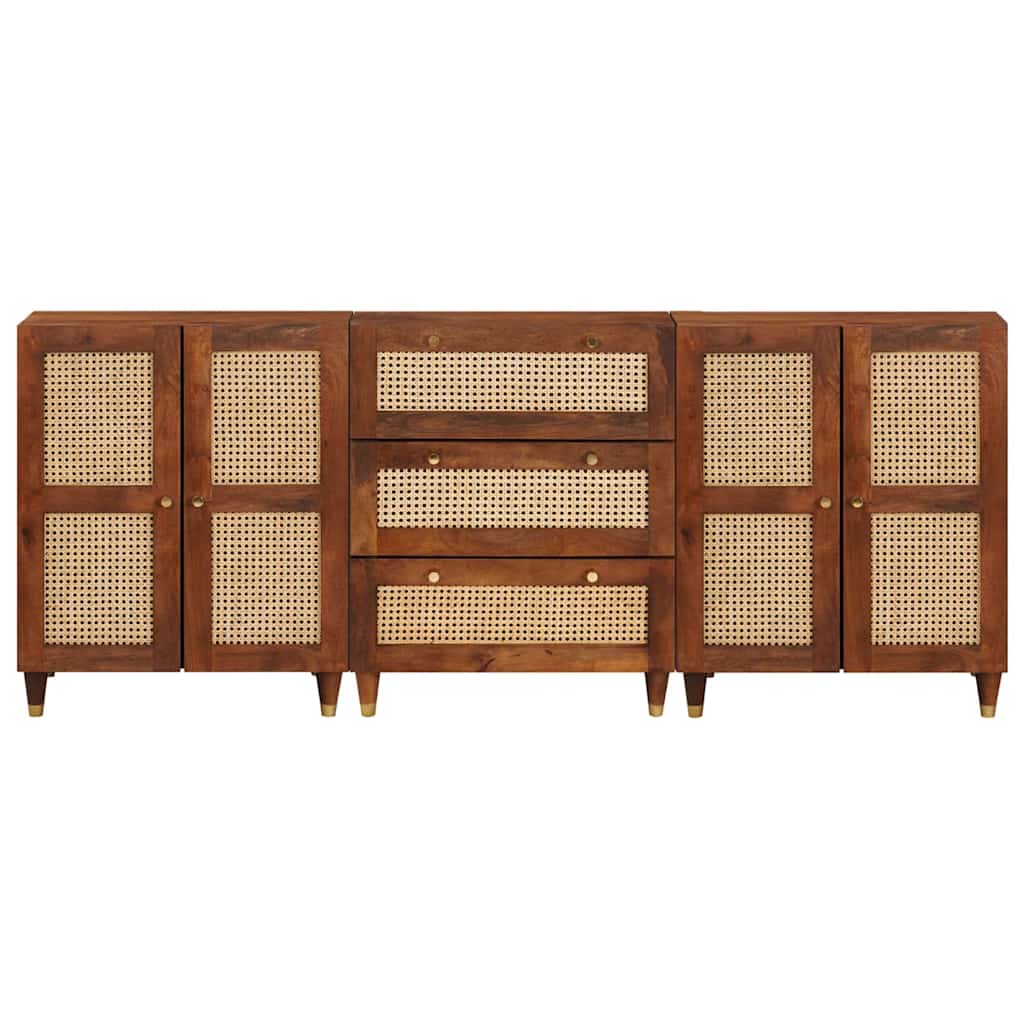 vidaXL Σετ Μπουφέδων 3 τμχ. 180 x 33 x 75 εκ. Στερεό ξύλο μάνγκο Καφέ