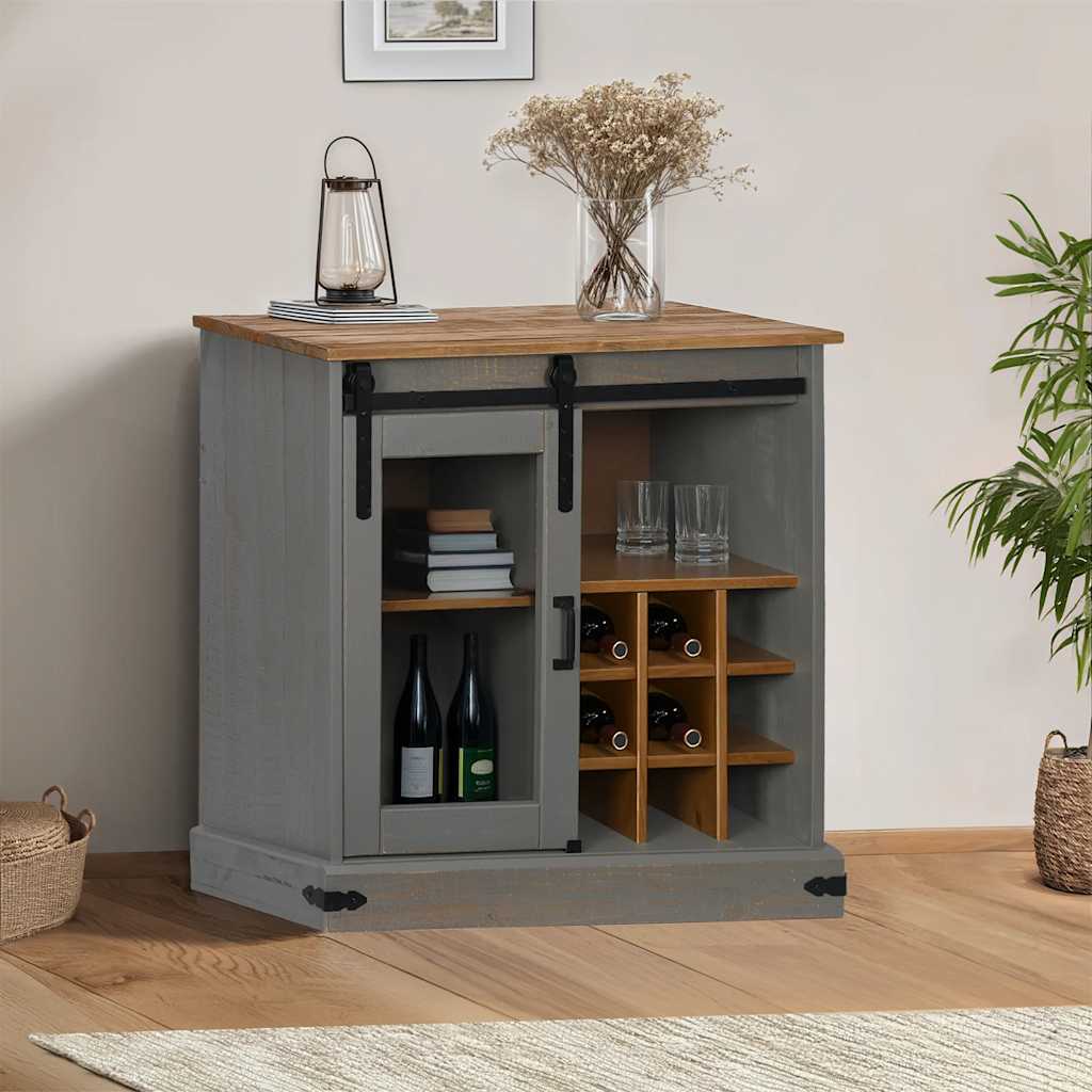 vidaXL Sideboard HALDEN με συρόμενη πόρτα γκρι 80x40x80 cm μασίφ ξύλο