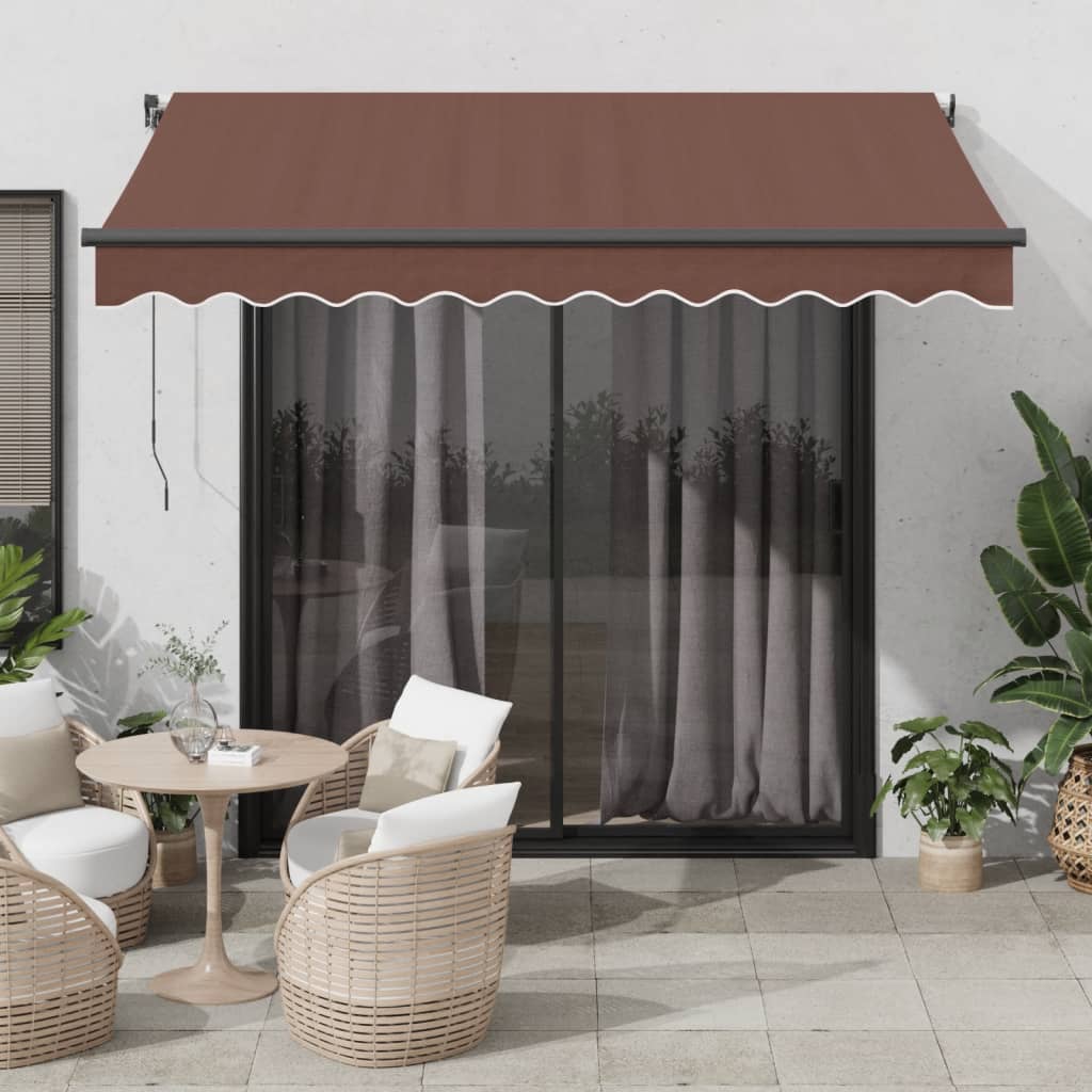 vidaXL Τέντα Πτυσσόμενη Αυτόματη με LED Καφέ 350x250 εκ.
