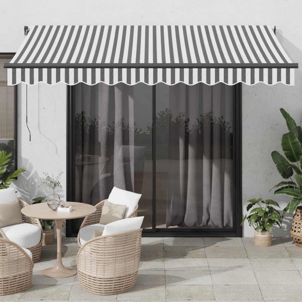 vidaXL Αναδιπλούμενη τέντα Γκρι και Λευκό 350 x 250 εκ Πολυεστέρας