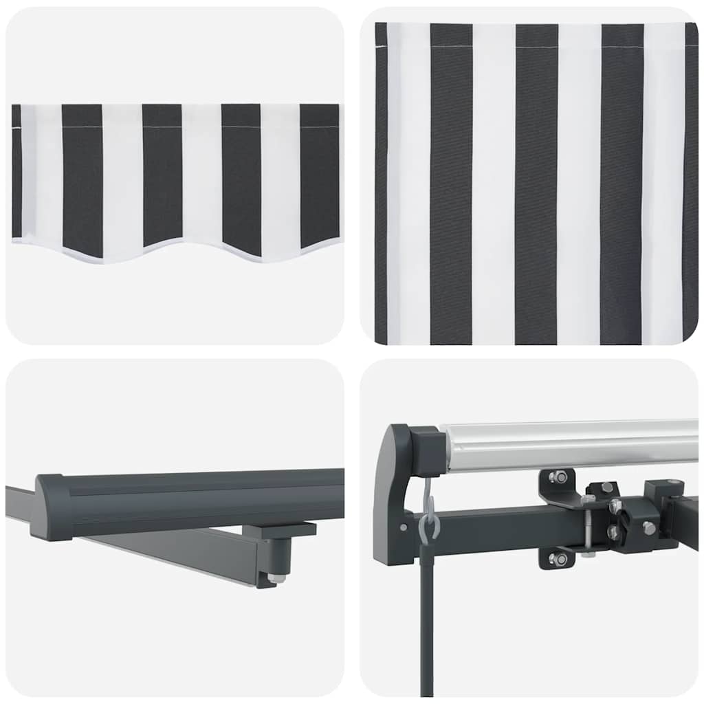 vidaXL Τέντα Πτυσσόμενη Χειροκίνητη με LED Ανθρακί / Λευκή 400x300 εκ.