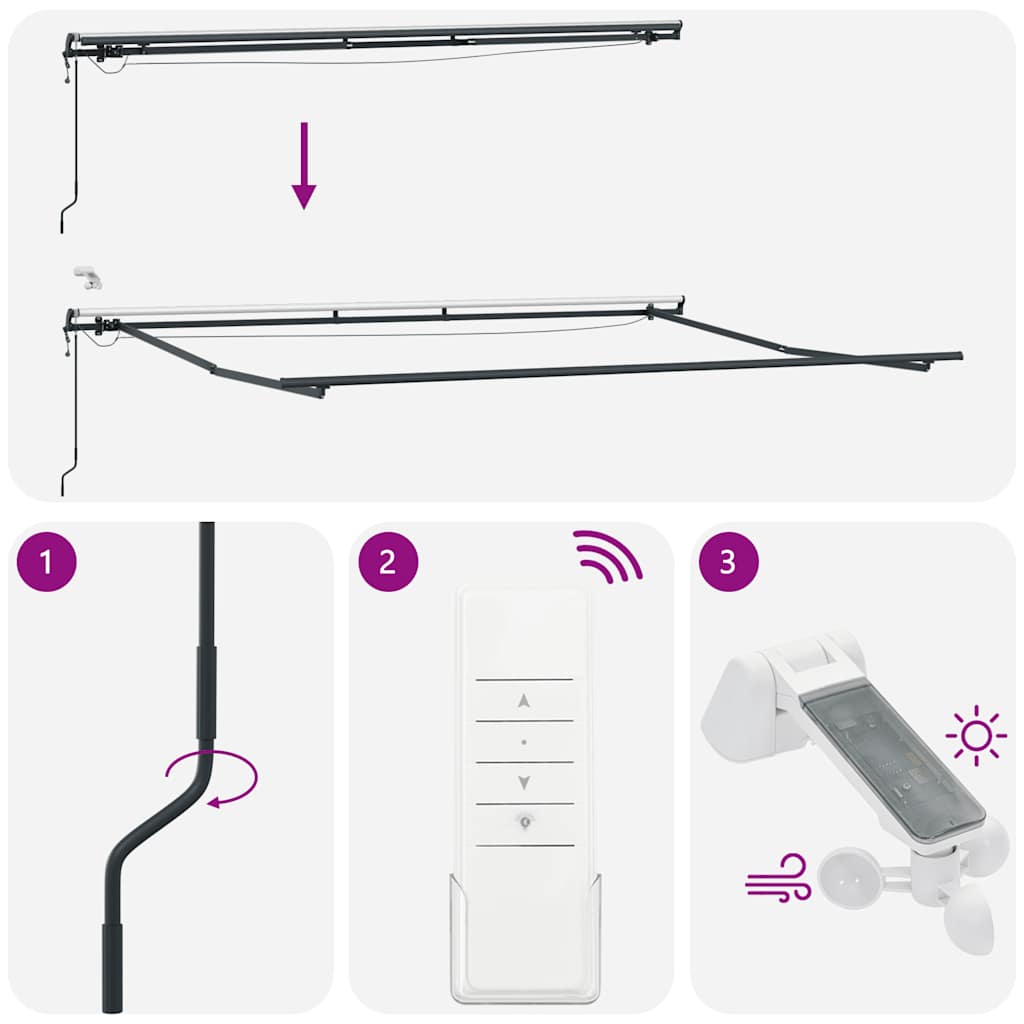 vidaXL Τέντα Πτυσσόμενη Αυτόματη με LED Ανθρακί / Λευκή 400x300 εκ.