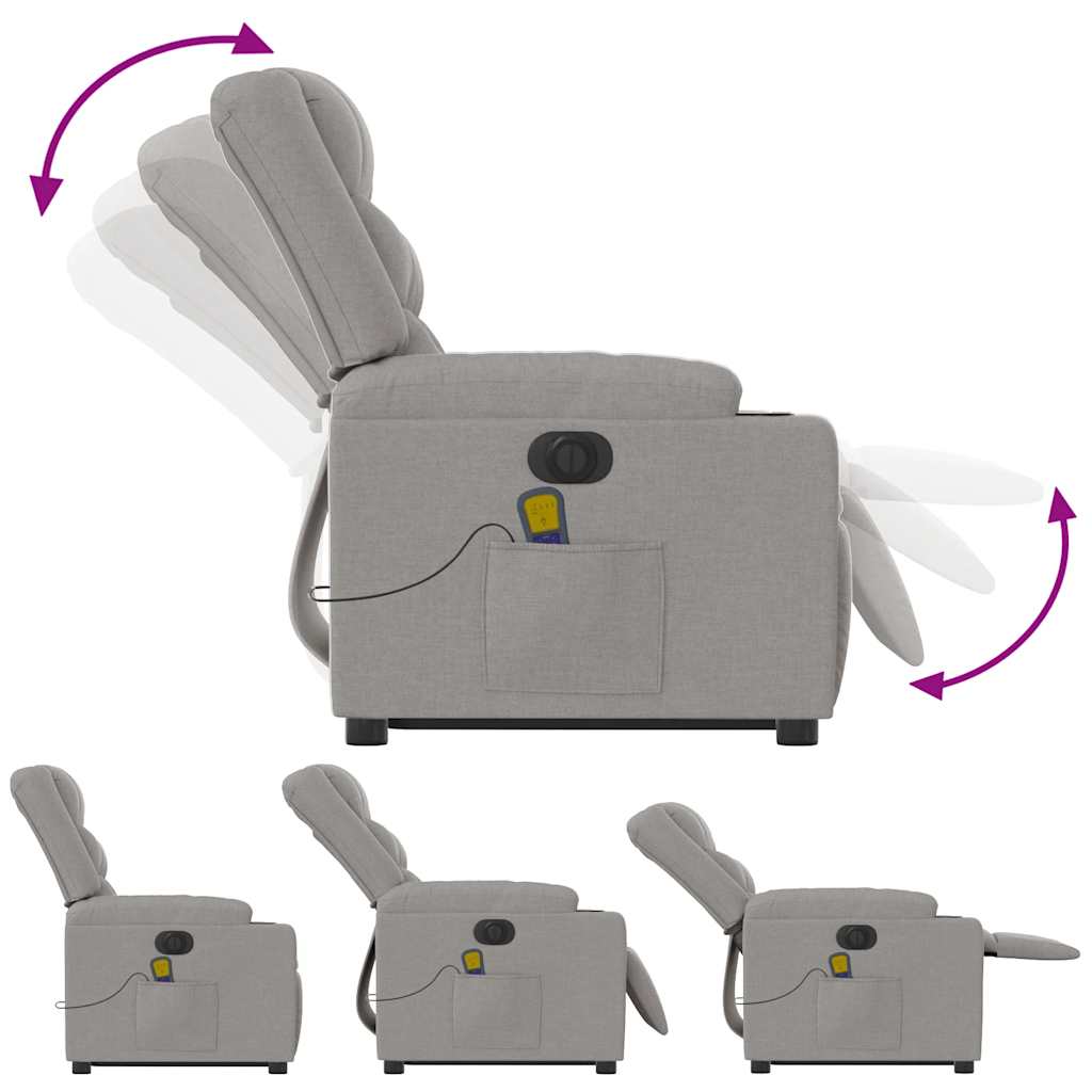 vidaXL Ηλεκτρική όρθια πολυθρόνα μασάζ Ύφασμα Γκρι σύννεφο