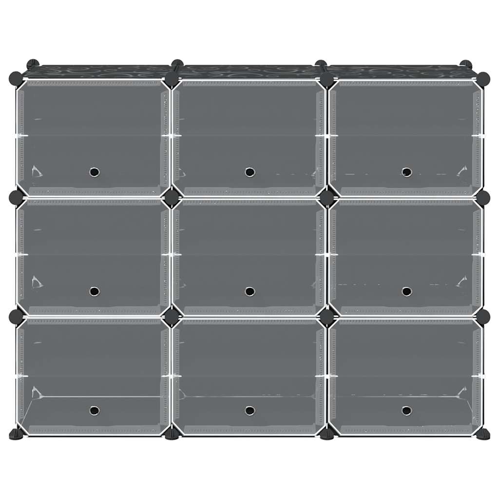 vidaXL Κύβοι Αποθ. & Οργάνωσης με Πόρτες 9 τεμ. Μαύροι Πολυπρ/λένιο