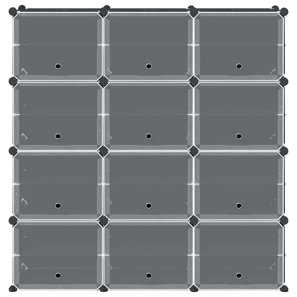 vidaXL Κύβοι Αποθ. & Οργάνωσης με Πόρτες 12 τεμ. Μαύροι Πολυπρ/λένιο