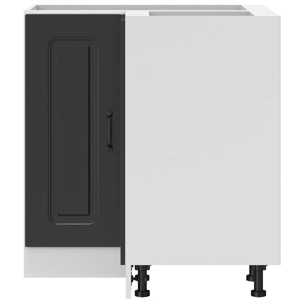 vidaXL Γωνιακό ντουλάπι βάσης κουζίνας Kalmar Μαύρο Επεξεργασμένο Ξύλο