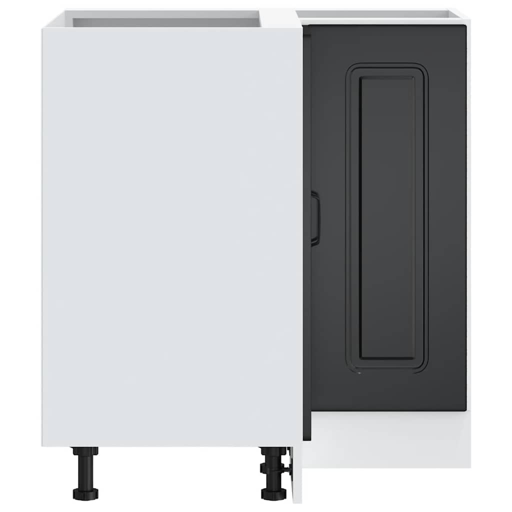 vidaXL Γωνιακό ντουλάπι βάσης κουζίνας Kalmar Μαύρο Επεξεργασμένο Ξύλο