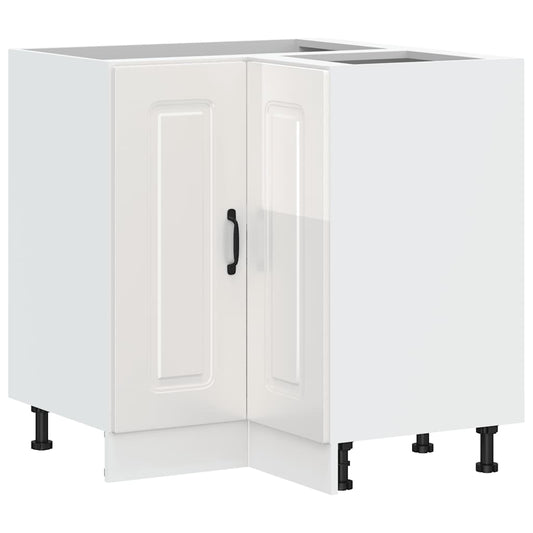 vidaXL Γωνιακό ντουλάπι βάσης κουζίνας Kalmar Γυαλιστ.Λευκό Επεξ. Ξύλο