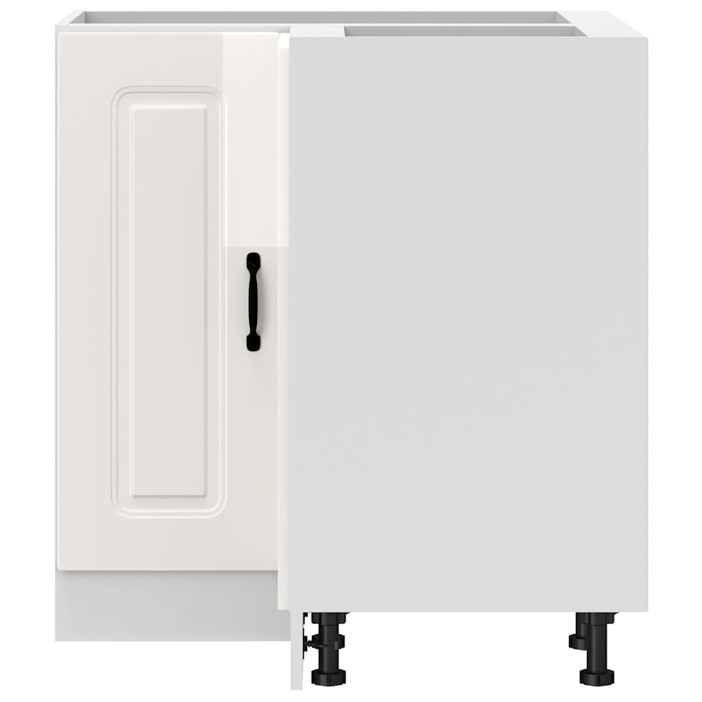 vidaXL Γωνιακό ντουλάπι βάσης κουζίνας Kalmar Γυαλιστ.Λευκό Επεξ. Ξύλο