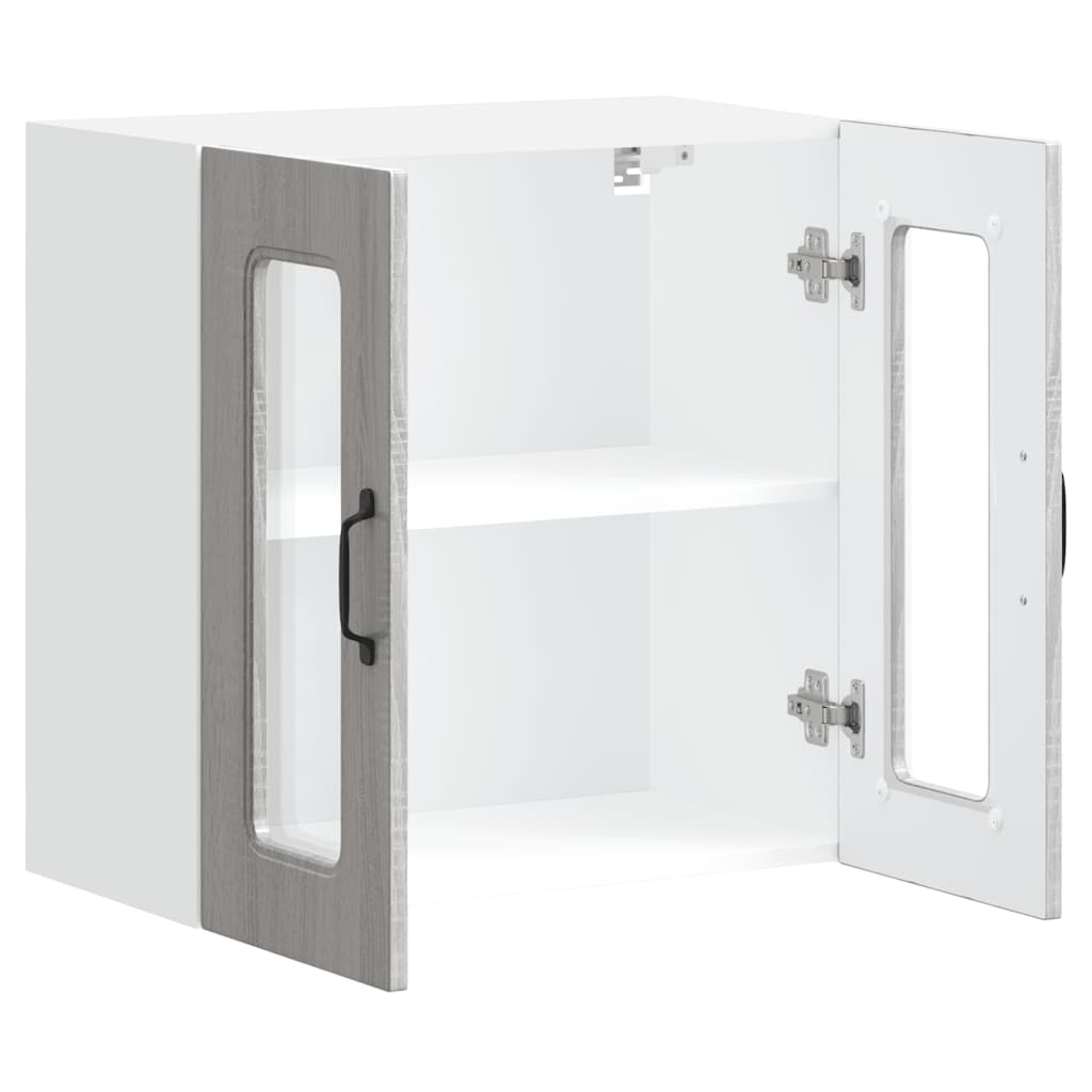 vidaXL Ντουλάπι τοίχου κουζίνας με γυάλινη πόρτα "Kalmar" Γκρι Sonoma