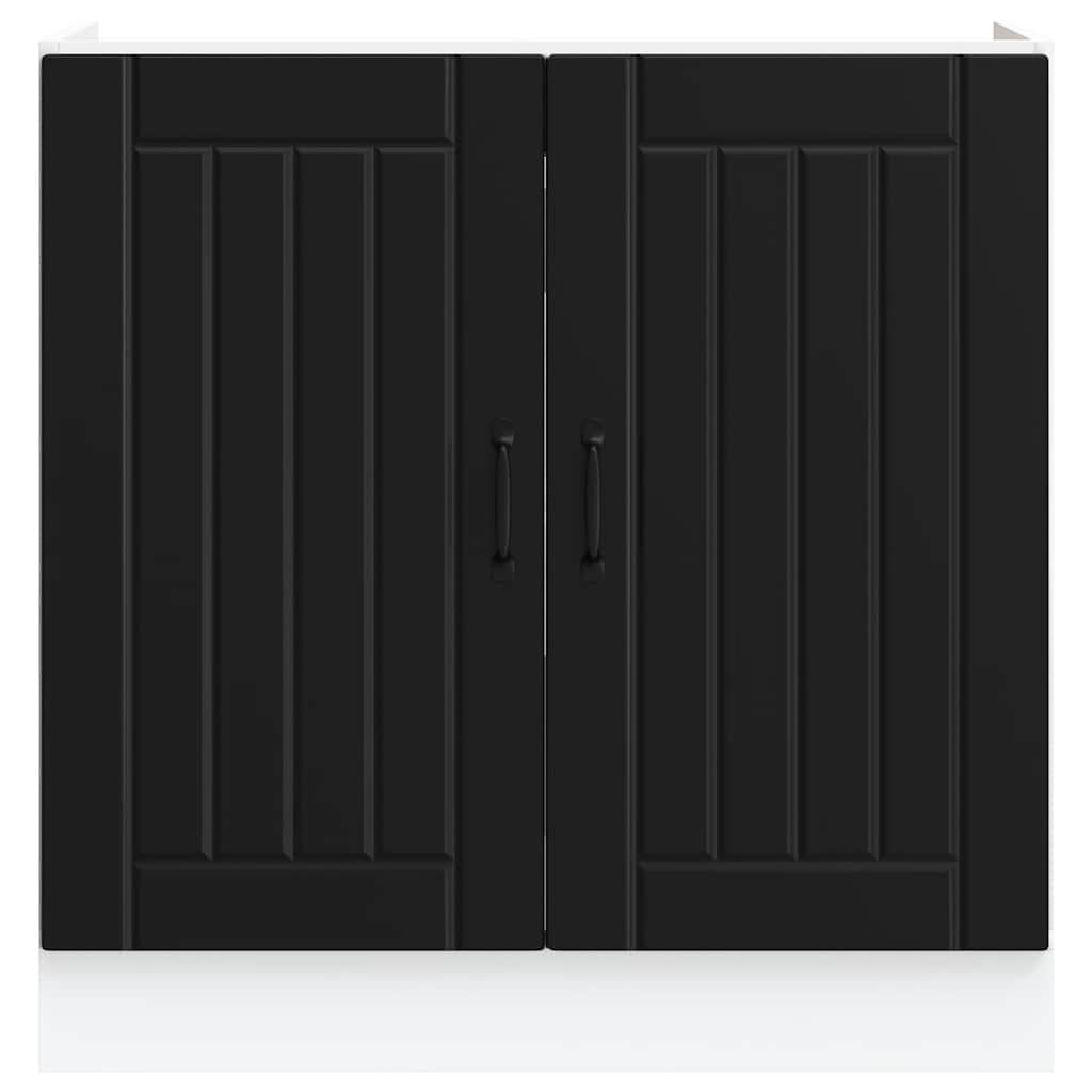 vidaXL Ντουλάπι βάσης νεροχύτη "Lucca" Μαύρο κατασκευασμένο ξύλο