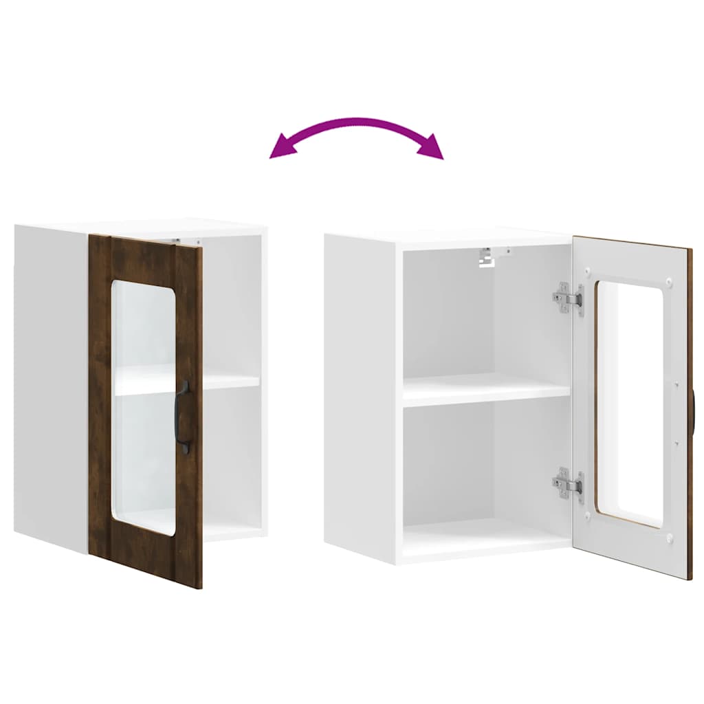 vidaXL Ντουλάπι τοίχου κουζίνας με γυάλινη πόρτα "Lucca" Καπνιστή δρυς