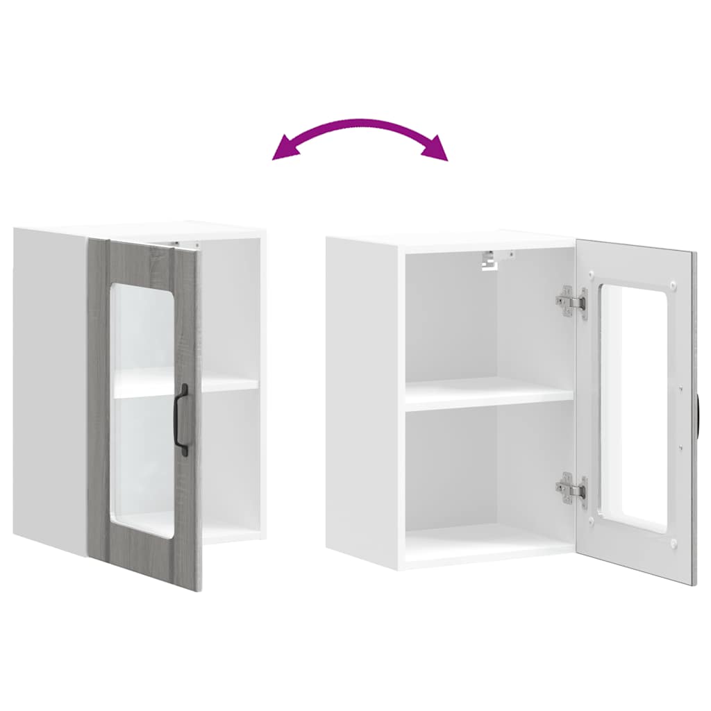 vidaXL Ντουλάπι τοίχου κουζίνας με γυάλινη πόρτα "Lucca" Γκρι Sonoma