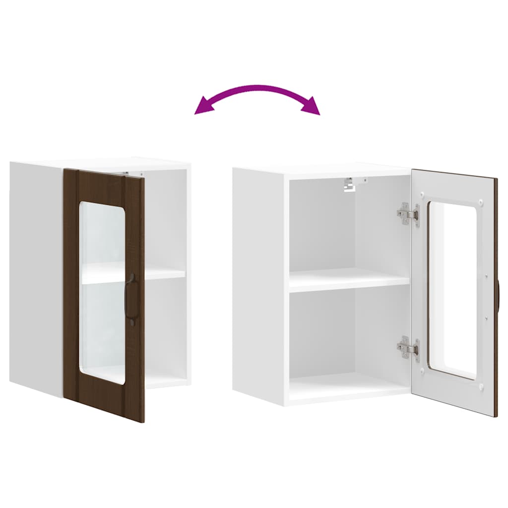 vidaXL Ντουλάπι τοίχου κουζίνας με γυάλινη πόρτα "Lucca" Καφέ δρυς