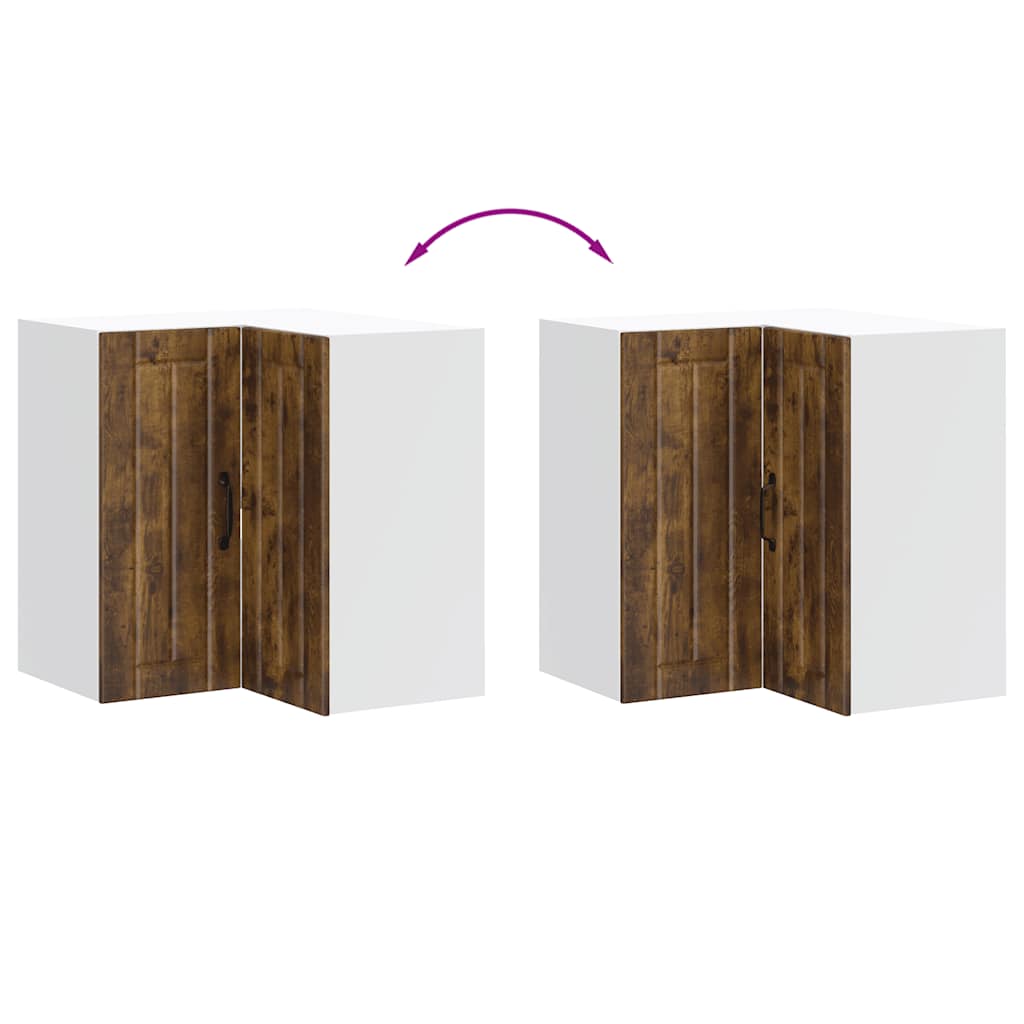 vidaXL Γωνιακό ντουλάπι τοίχου κουζίνας "Lucca" Καπνιστό ξύλο