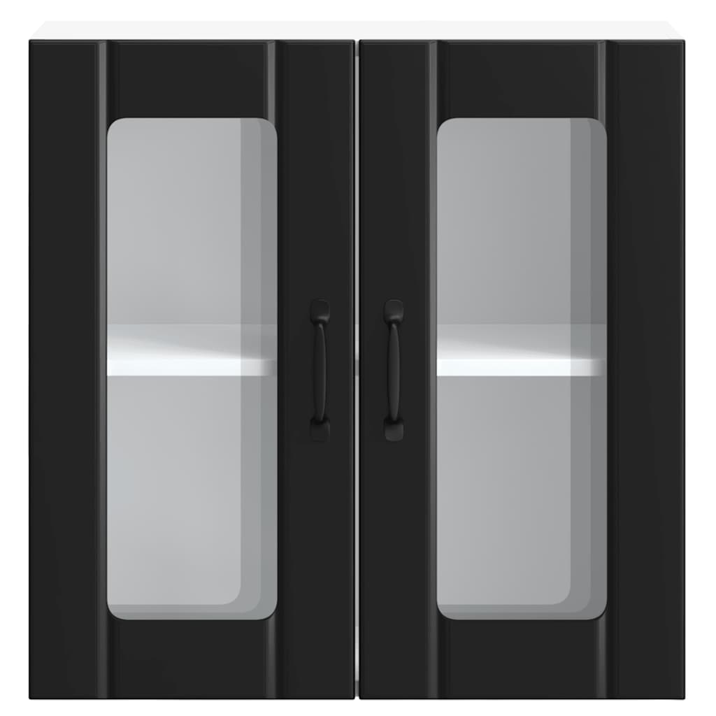 vidaXL Ντουλάπι τοίχου κουζίνας με γυάλινη πόρτα "Lucca" Μαύρο