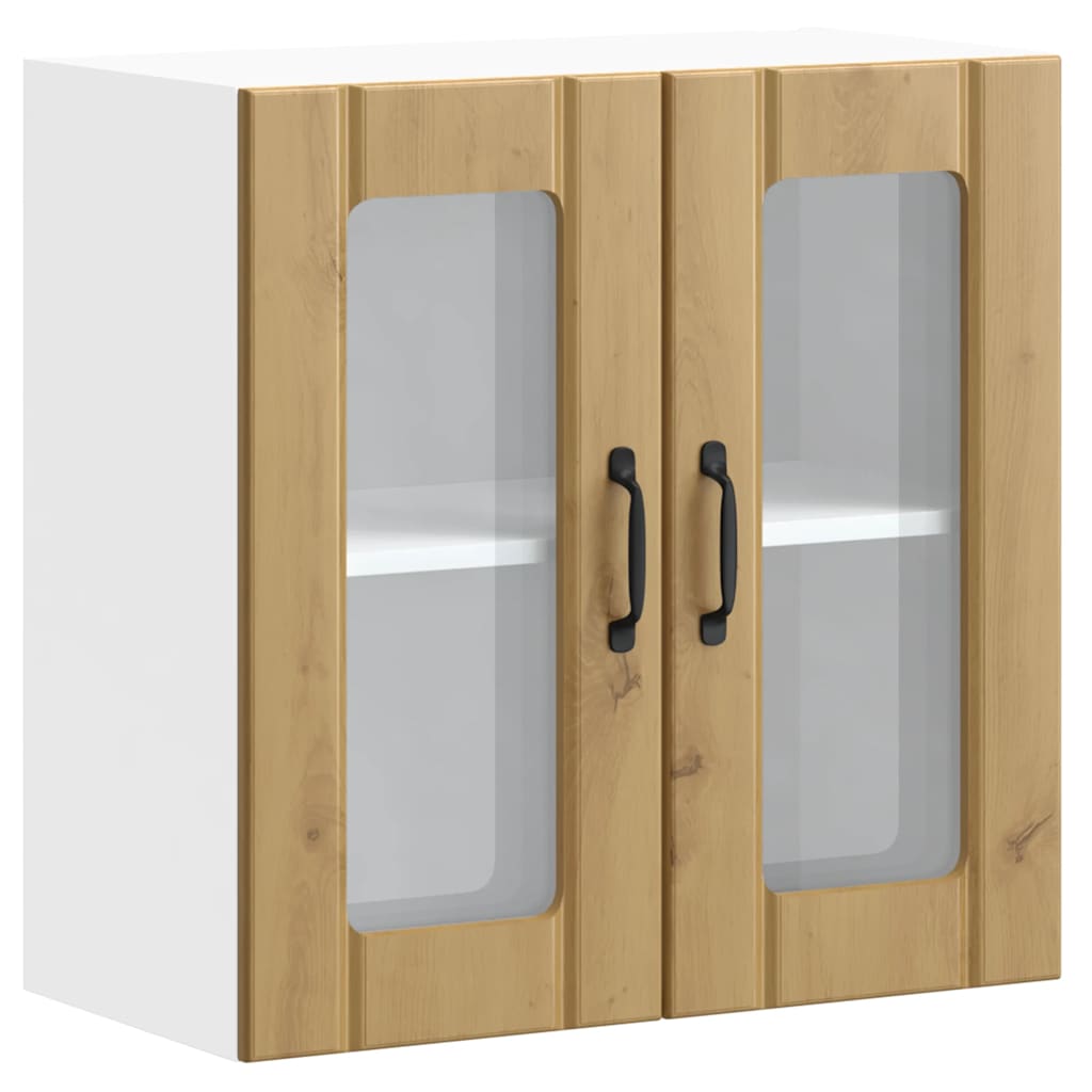 vidaXL Ντουλάπι Κουζίνας με Γυάλινη Πόρτα "Lucca" από Τεχνητό Ξύλο Δρυός Artisan