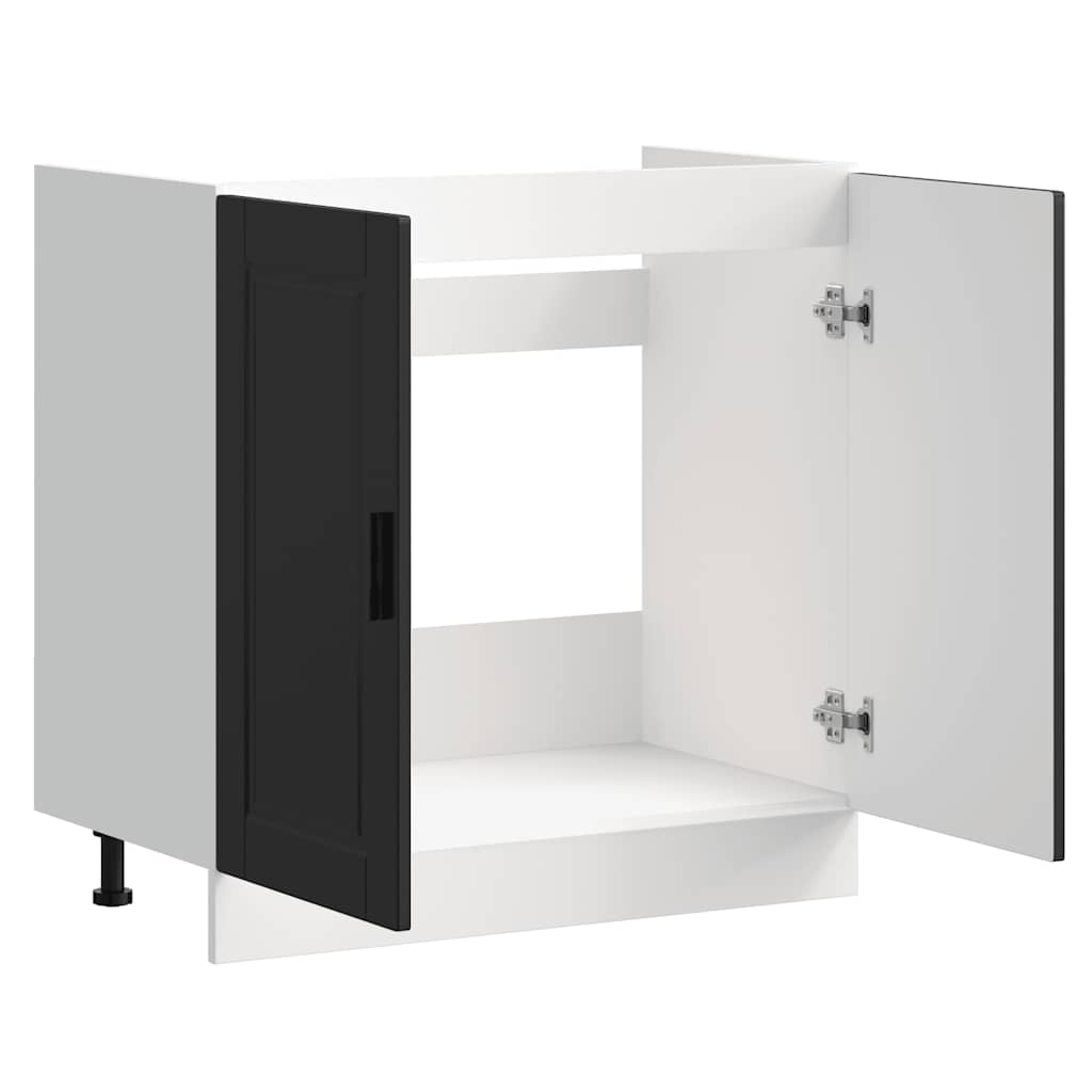 vidaXL Ντουλάπι βάσης νεροχύτη Porto Μαύρο 80x46x81,5 cm