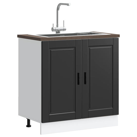 vidaXL Ντουλάπι βάσης νεροχύτη Porto Μαύρο 80x46x81,5 cm