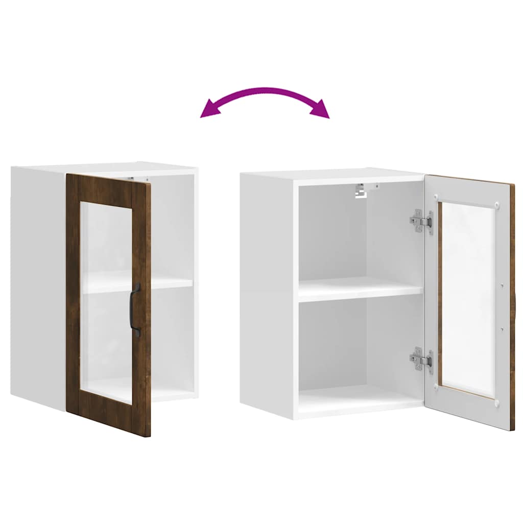 vidaXL Ντουλάπι τοίχου κουζίνας με γυάλινη πόρτα Porto Καπνιστή δρυς