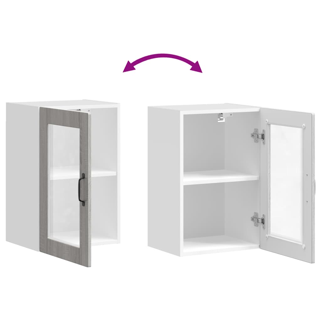 vidaXL Ντουλάπι τοίχου κουζίνας με γυάλινη πόρτα Porto Γκρι Sonoma