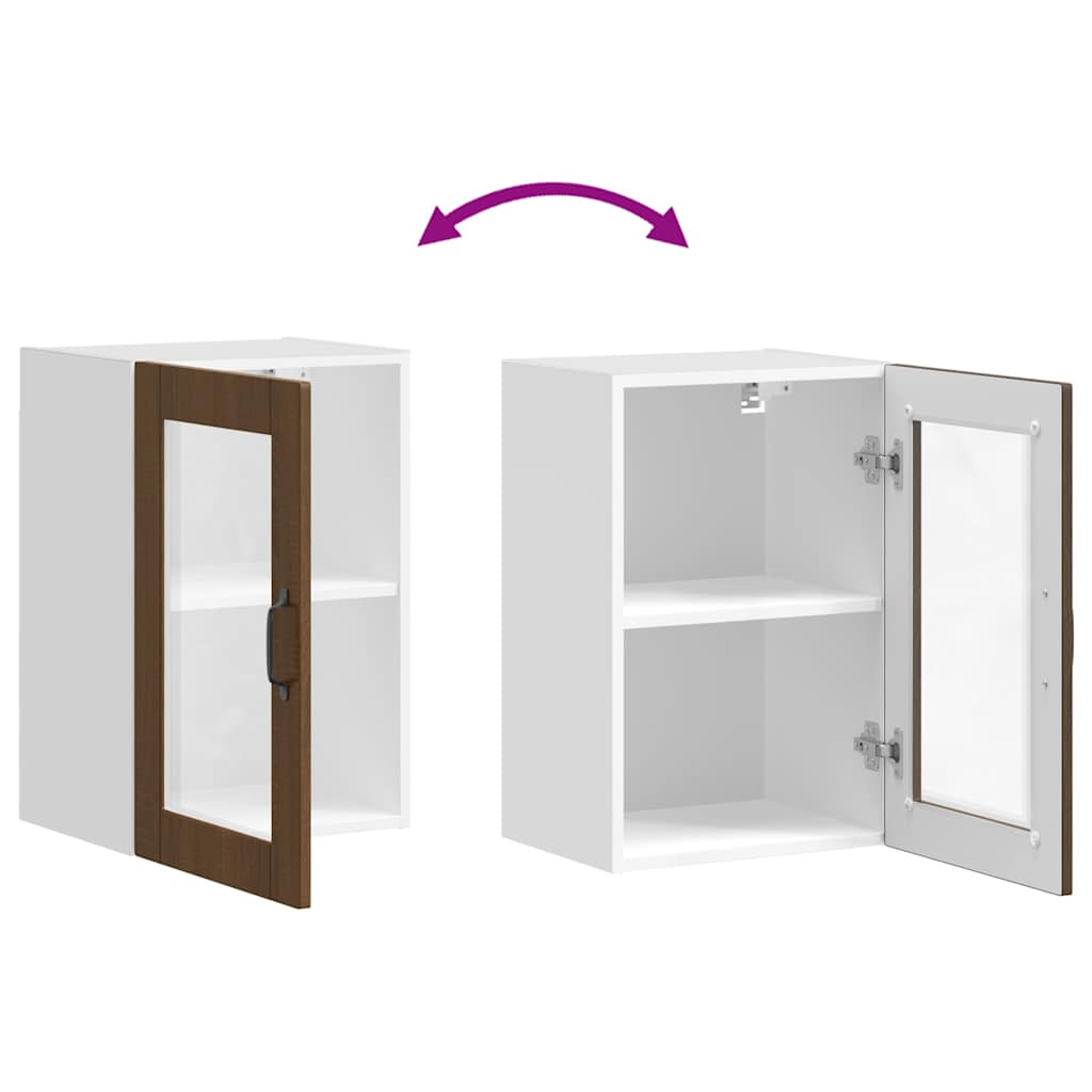 vidaXL Ντουλάπι τοίχου κουζίνας με γυάλινη πόρτα Porto Καφέ δρυς