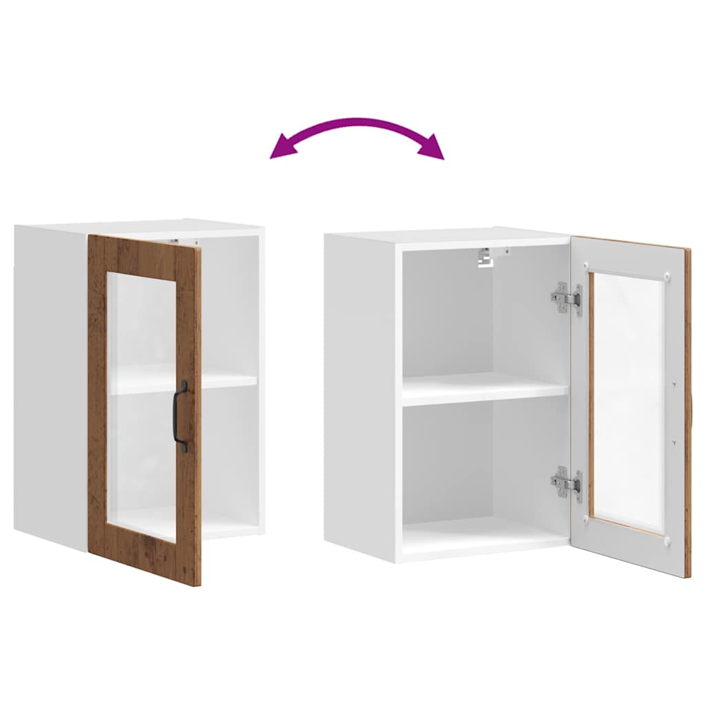 vidaXL Ντουλάπι τοίχου κουζίνας με γυάλινη πόρτα Porto Παλιό ξύλο