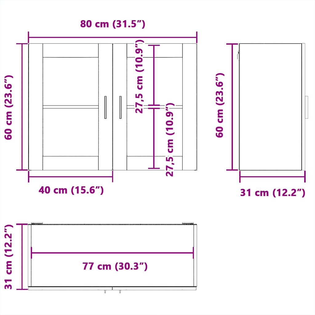 vidaXL Ντουλάπι τοίχου κουζίνας με γυάλινη πόρτα Porto Καπνιστή δρυς