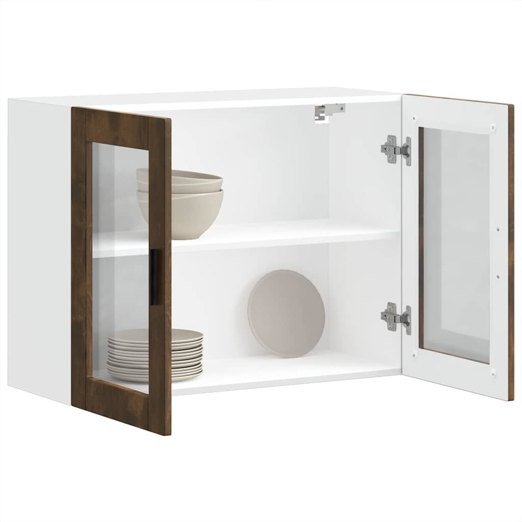 vidaXL Ντουλάπι τοίχου κουζίνας με γυάλινη πόρτα Porto Καπνιστή δρυς