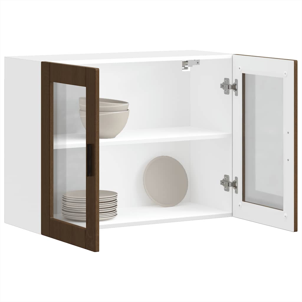 vidaXL Ντουλάπι τοίχου κουζίνας με γυάλινη πόρτα Porto Καφέ δρυς