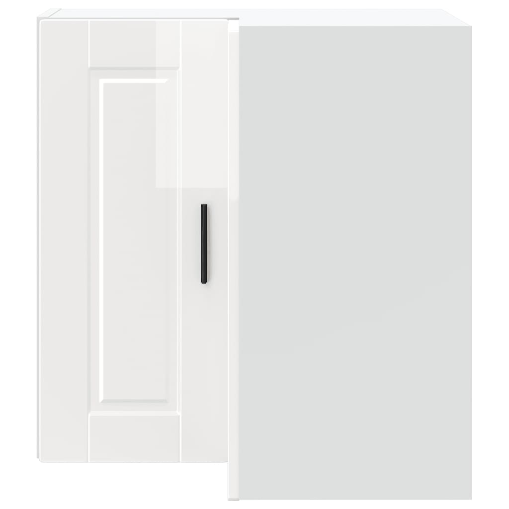 vidaXL Γωνιακό ντουλάπι τοίχου κουζίνας Porto Γυαλ. Λευκό Επεξ. Ξύλο
