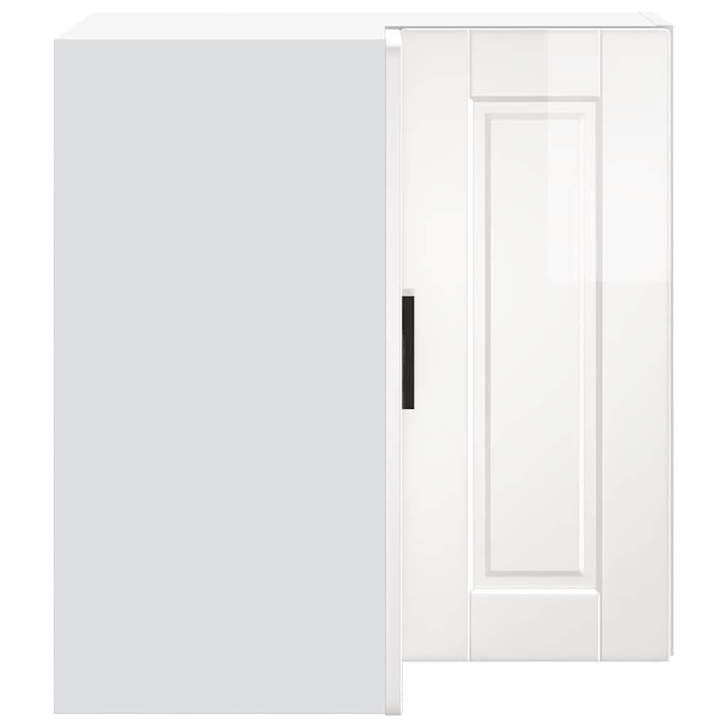 vidaXL Γωνιακό ντουλάπι τοίχου κουζίνας Porto Γυαλ. Λευκό Επεξ. Ξύλο